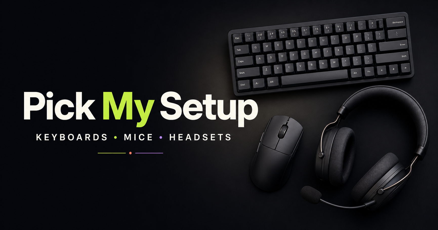 PickMySetup keyboards, mice and headsets overview